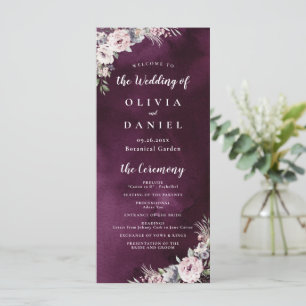 Plum & dusty pink boho floral wedding program
