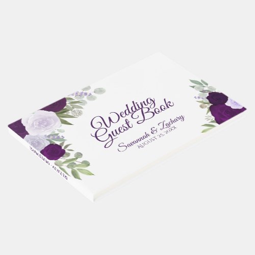 Plum  Dusty Purple Floral Elegant Boho Wedding Guest Book