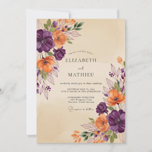 Plum Earthy Autumnal Wedding Invitation
