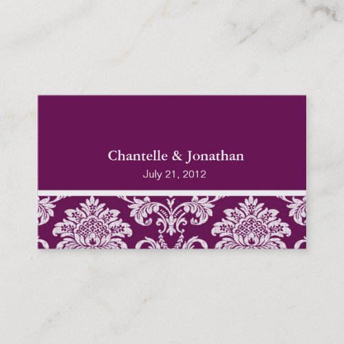 Plum Elegant Damask Business Card