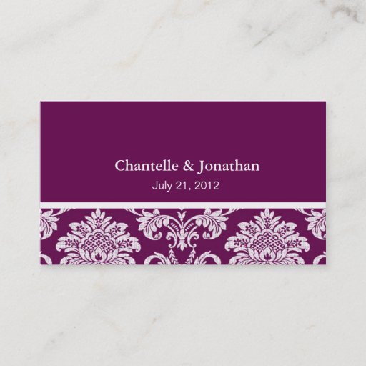 Customizable Plum Elegant Damask Business Card