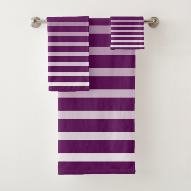 Plum  - Elegant Plum Stripes Bath Towel (Insitu)