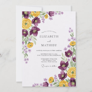 Plum Elegant Spring Wedding Invitation