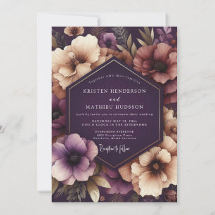 Plum Enchanted Bloom Wedding Invitation
