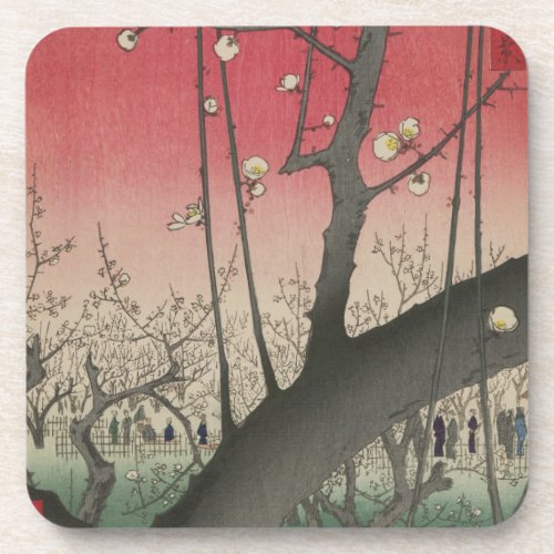 Plum Estate Japanese Edo Woodblock Plum Beverage Coaster