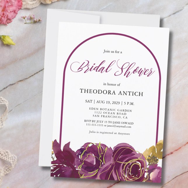 Plum Floral Arch Bridal Shower Invitation (Creator Uploaded)