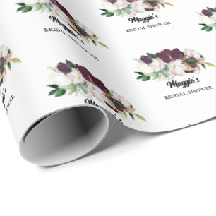 Plum Floral Bridal shower  Wrapping Paper
