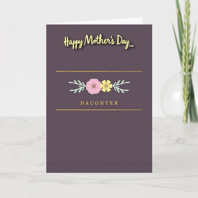 Plum Floral Daughter Card (Front)