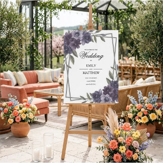 Plum Floral Framed Wedding Foam Board