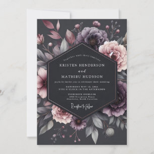 Plum Floral Mood Wedding Invitation