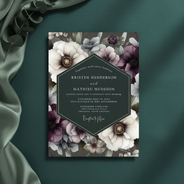 Plum Floral Opulent Romance Wedding Invitation (Creator Uploaded)