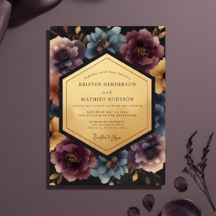 Plum Floral Opulent Wedding Invitation