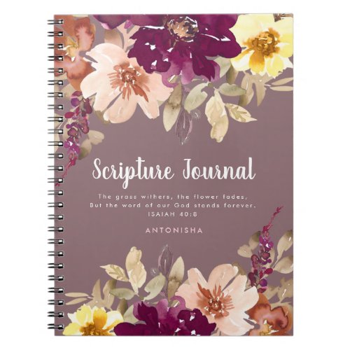 Plum Floral Personalized Scripture Journal