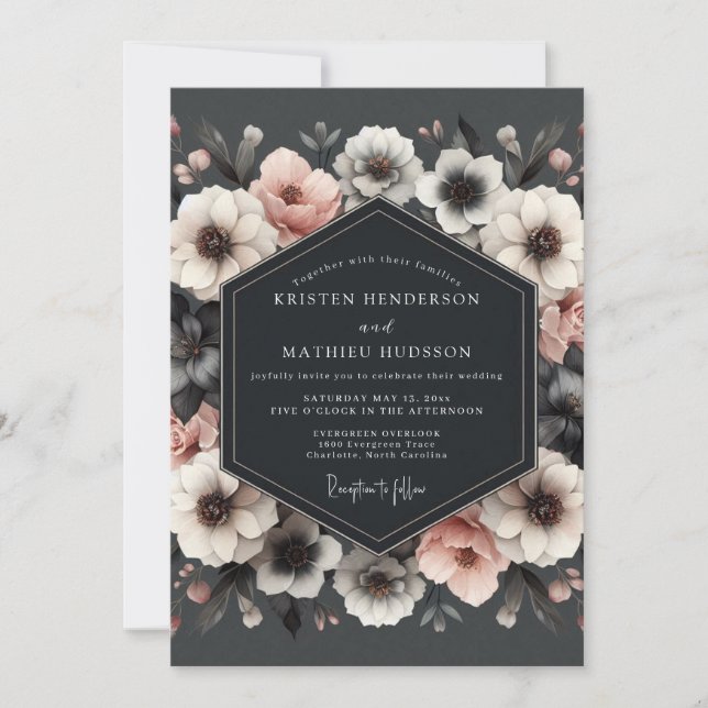 Plum Floral Romance Wedding Invitation (Front)