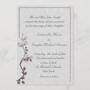 Plum Floral Vine Wedding Invitation