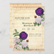 Plum Floral Vintage Sheet Music Save The Date Invitation at Zazzle