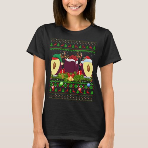 Plum Fruit Lover Xmas Santa Ugly Plum Christmas T_Shirt