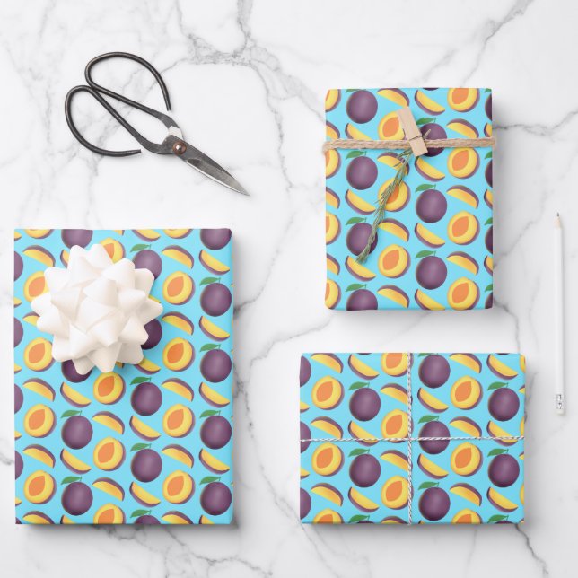 Plum Fruit Wrapping Paper Sheets (Front)