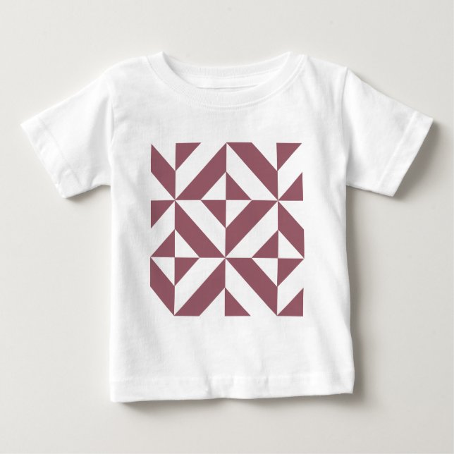 Plum Geometric Deco Cube Pattern Baby T-Shirt (Front)