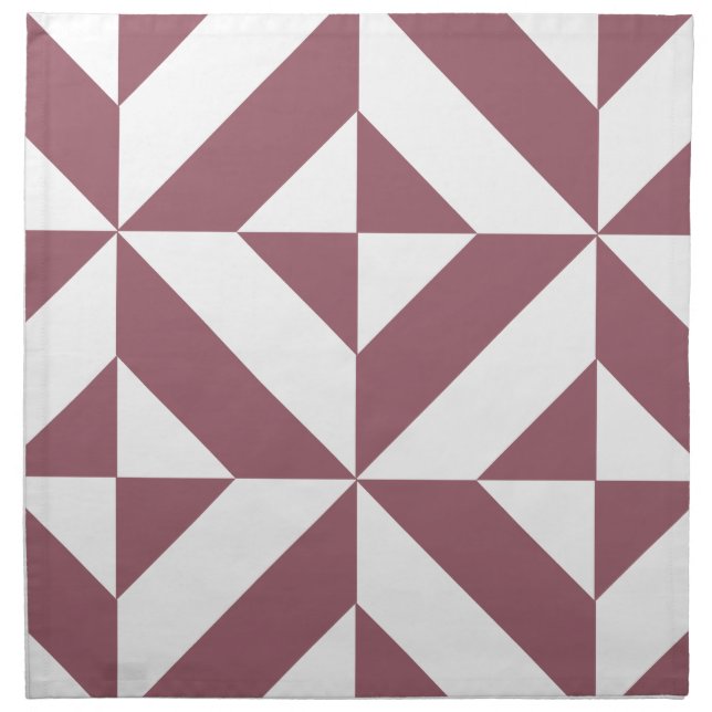 Plum Geometric Deco Cube Pattern Cloth Napkin (Front)