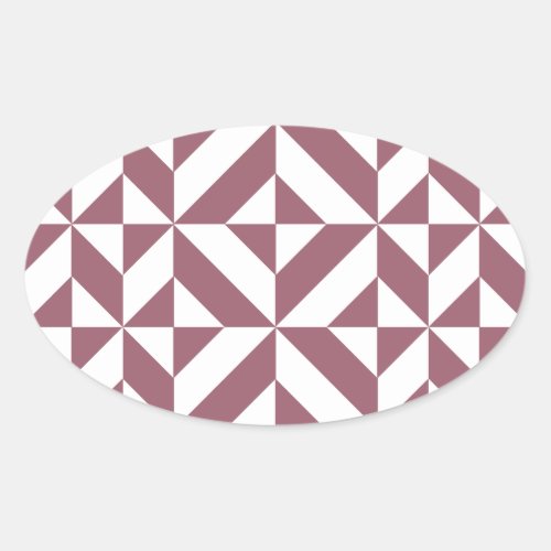 Plum Geometric Deco Cube Pattern Oval Sticker