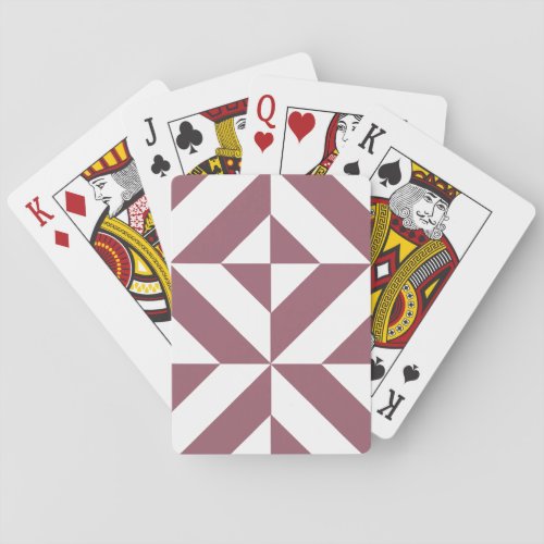 Plum Geometric Deco Cube Pattern Poker Cards