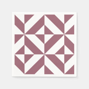 Plum Geometric Deco Pattern Napkins