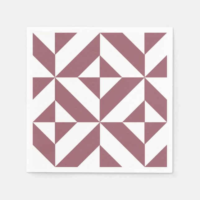 Plum Geometric Deco Pattern Napkins (Front)