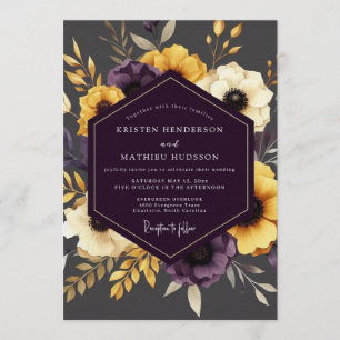 Plum Gilded Flora Wedding Invitation