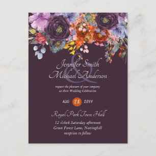 Plum Ginger Fuchsia Floral Wedding Invites Budget
