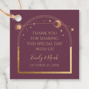 Plum Gold Celestial Wedding Thank You Favor Tags