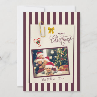 Plum gold Christmas Scrapbook Photo holiday card