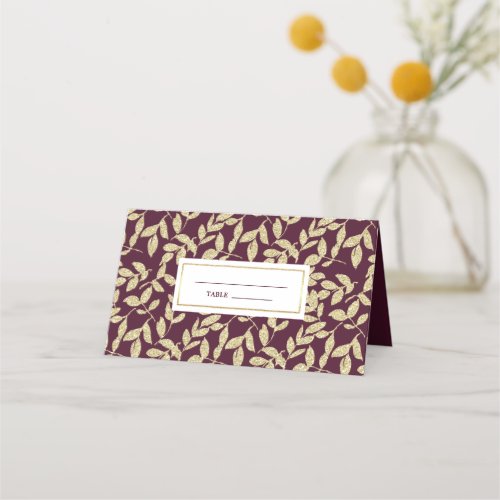 Plum  Gold Pattern Dinner Party  Place Card
