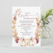 Plum Gold Pumpkin Fall In Love Baby Shower  Invitation (Standing Front)