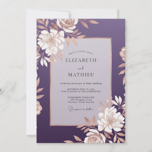 Plum Gold Ranunculus Soft Eucalyptus Wedding Invitation