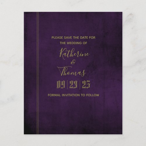 Plum  Gold Regal Save The Date Budget Flyer
