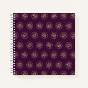 Plum   Golden Zinnia Flower Medallions Notebook