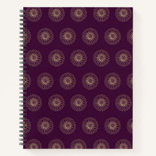 Plum   Golden Zinnia Flower Medallions Notebook
