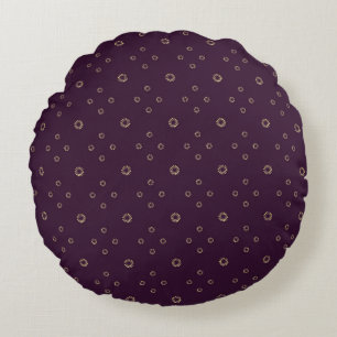 Plum   Golden Zinnia Sun Round Pillow