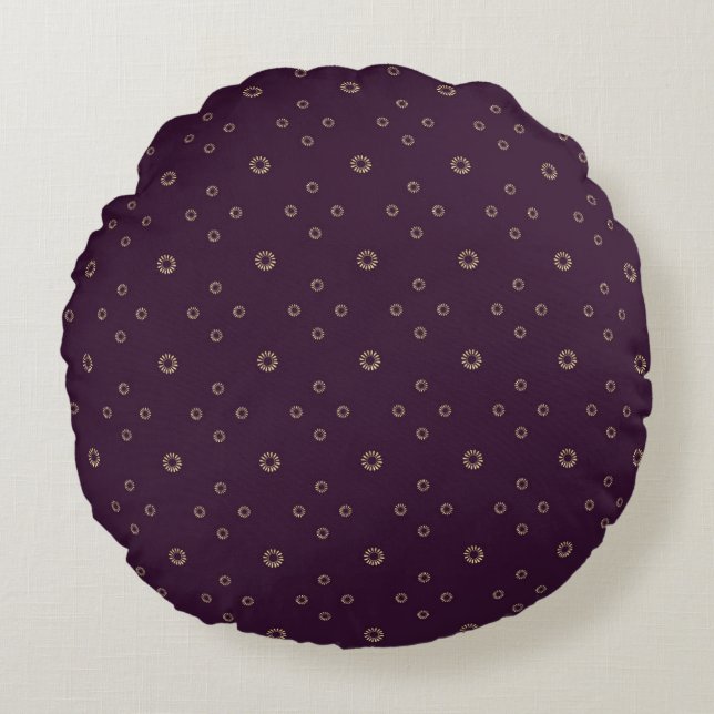 Plum | Golden Zinnia Sun Round Pillow (Front)