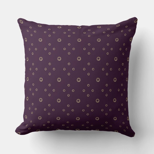 Plum | Golden Zinnia Sun Throw Pillow (Front)