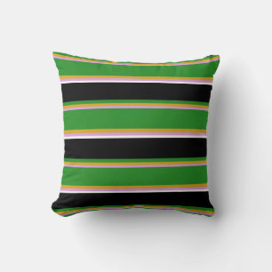Plum, Goldenrod, Forest Green, Black & White Throw Pillow