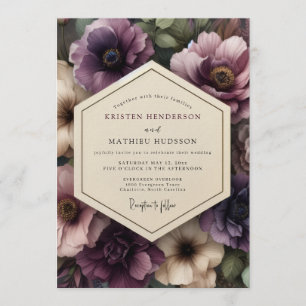 Plum Gothic Bloom Wedding Invitation
