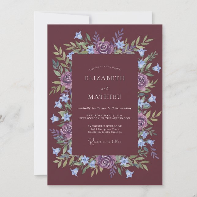Plum Gracious Winter Wedding Invitation (Front)