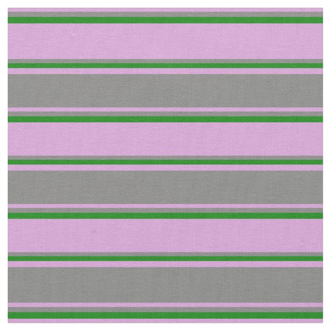 Plum, Gray, and Green Colored Stripes Fabric (Close Up)