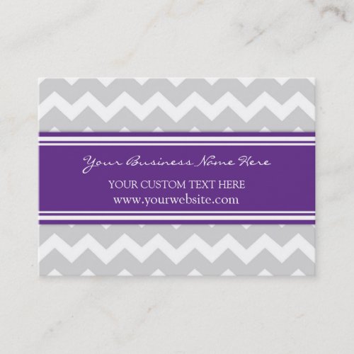 Plum Gray Chevron Retro Business Cards