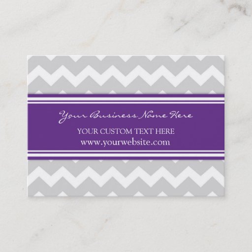 Customizable Plum Gray Chevron Retro Business Cards