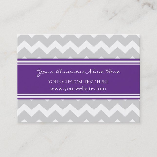 Plum Gray Chevron Retro Business Cards (Front)