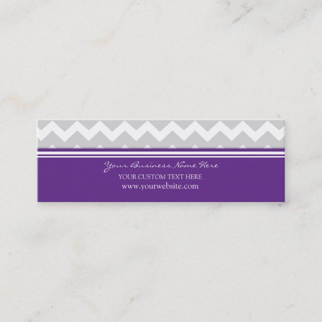 Plum Gray Chevron Retro Business Cards (Front)