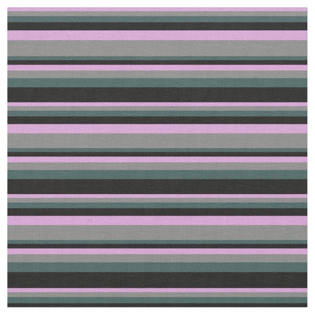 Plum, Gray, Dark Slate Gray & Black Lined Pattern Fabric (Close Up)